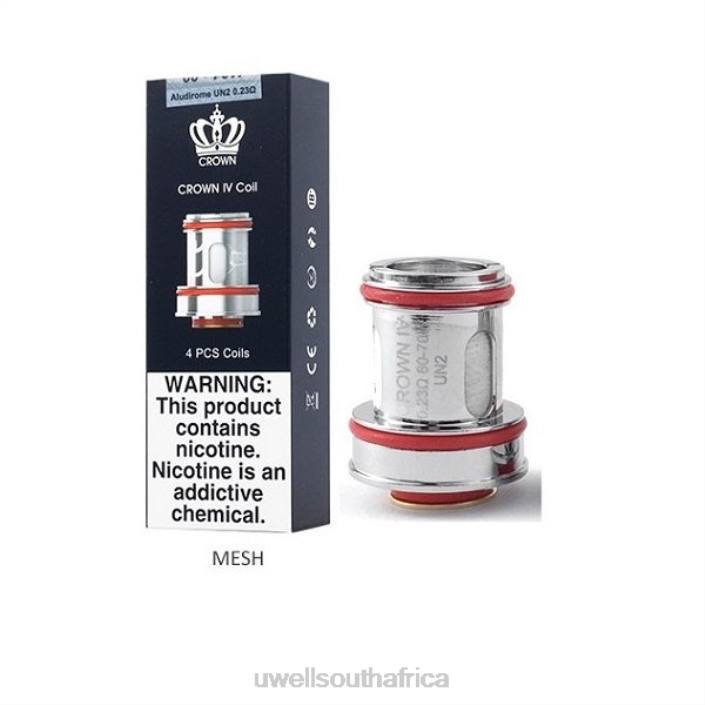 UWELL vape disposable - UWELL CROWN 4 REPLACEMENT COILS (4-PACK) UN2 Dual Mesh 0.23ohm X842T184