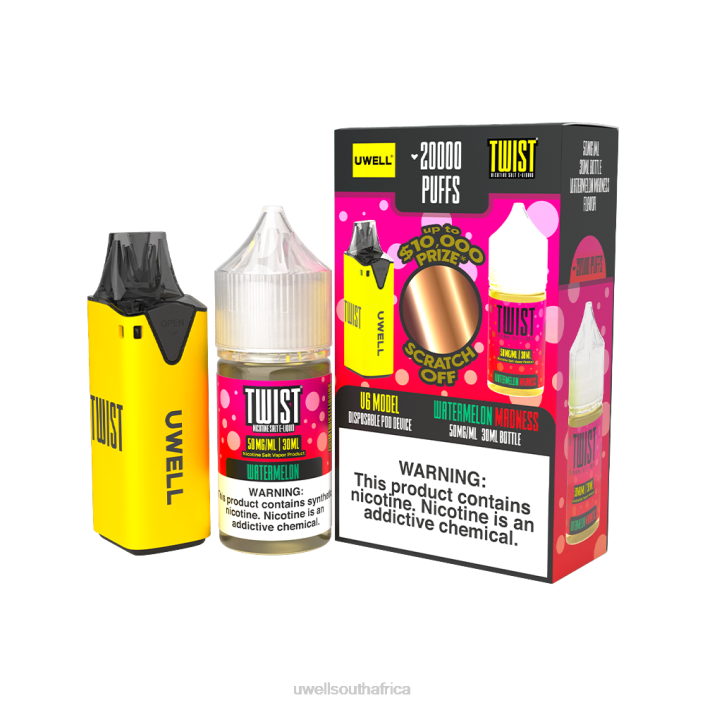 UWELL Cape Town - UWELL V6 DISPOSABLE DEVICE + DADDY'S VAPOR 30ML JUICE - COLLAB BUNDLE CLR: Yellow/FLV: Watermelon Madness 50mg X842T220