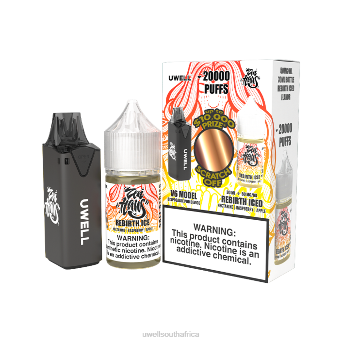 UWELL Pretoria - UWELL V6 DISPOSABLE DEVICE + DADDY'S VAPOR 30ML JUICE - COLLAB BUNDLE CLR: Black/FLV: Rebirth Iced 50mg X842T221