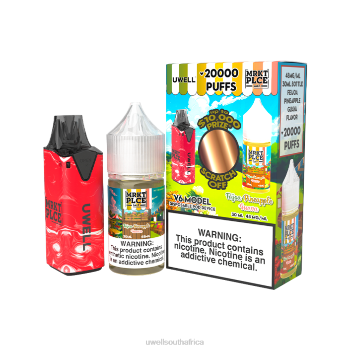 UWELL South Africa - UWELL V6 DISPOSABLE DEVICE + DADDY'S VAPOR 30ML JUICE - COLLAB BUNDLE CLR: Red/FLV: Feijoa Pineapple Guava 48mg X842T207