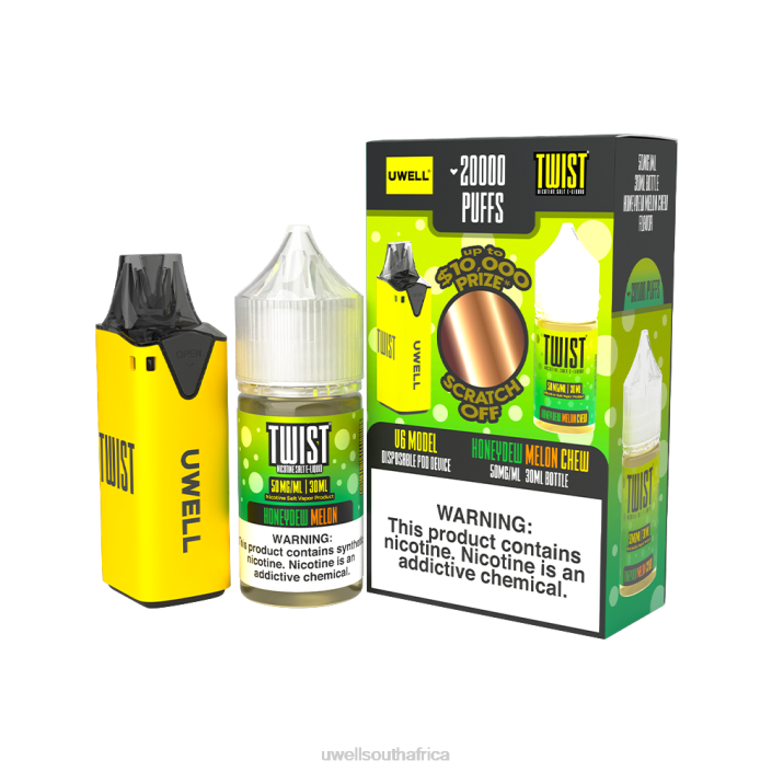 UWELL South Africa - UWELL V6 DISPOSABLE DEVICE + DADDY'S VAPOR 30ML JUICE - COLLAB BUNDLE CLR: Yellow/FLV: Honeydew Melon Chew 50mg X842T217