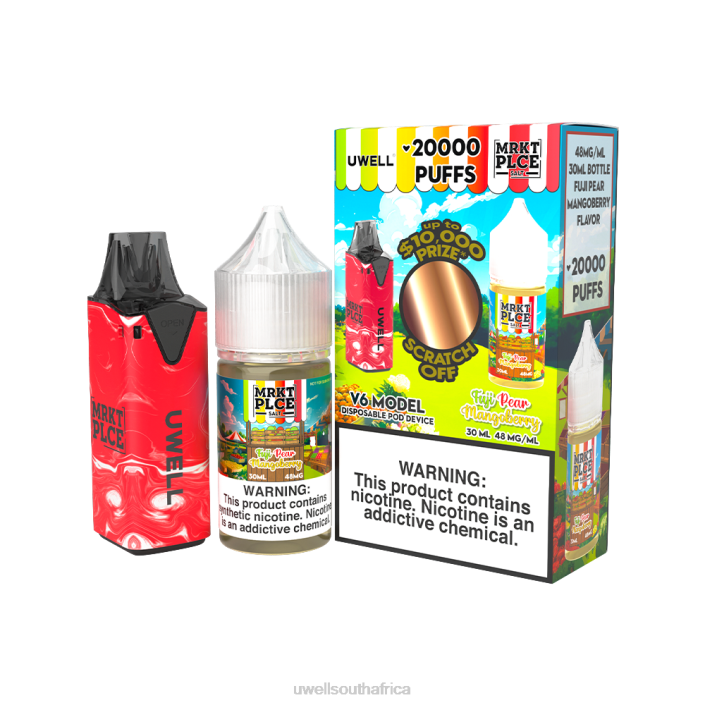 UWELL flavors - UWELL V6 DISPOSABLE DEVICE + DADDY'S VAPOR 30ML JUICE - COLLAB BUNDLE CLR: Red/FLV: Fuji Pear Mangoberry 48mg X842T209