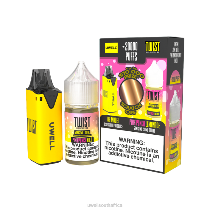 UWELL flavors - UWELL V6 DISPOSABLE DEVICE + DADDY'S VAPOR 30ML JUICE - COLLAB BUNDLE CLR: Yellow/FLV: Pink Punch Lemonade 50mg X842T219