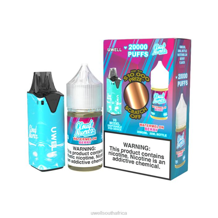 UWELL store - UWELL V6 DISPOSABLE DEVICE + DADDY'S VAPOR 30ML JUICE - COLLAB BUNDLE CLR: Blue/FLV: Watermelon Berry Iced 50mg X842T206