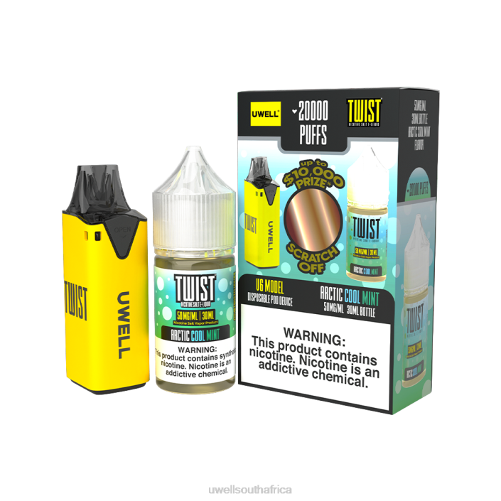 UWELL vape kit - UWELL V6 DISPOSABLE DEVICE + DADDY'S VAPOR 30ML JUICE - COLLAB BUNDLE CLR: Yellow/FLV: Arctic Cool Mint 50mg X842T215