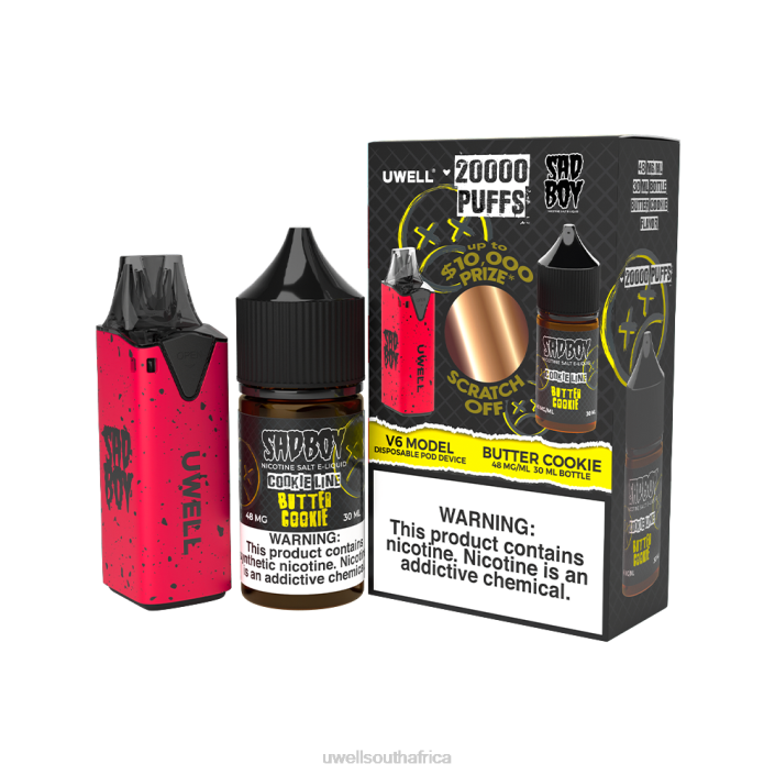 UWELL vape price - UWELL V6 DISPOSABLE DEVICE + DADDY'S VAPOR 30ML JUICE - COLLAB BUNDLE CLR: Red/FLV: Butter Cookie 48mg X842T212